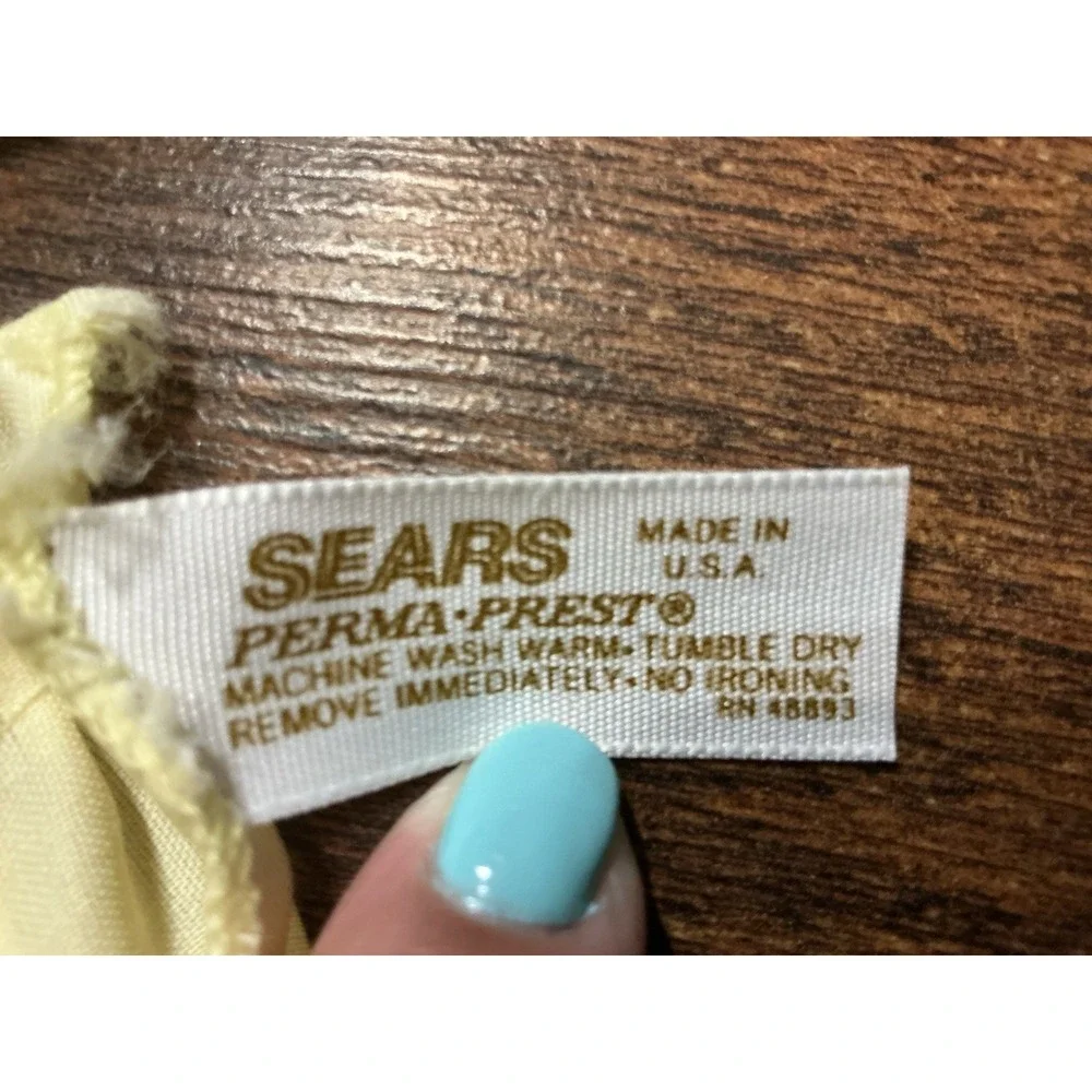 Pair Of SEARS Country Farmhouse Light Yellow Ruffled Cafe Curtain Panels 41 X 23